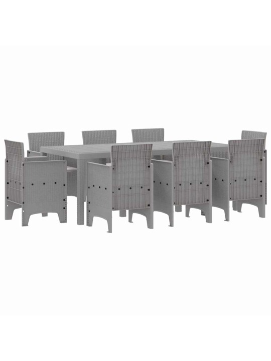 Dārza ēdamgalds 9 pcs gaiši pelēks polt rattan