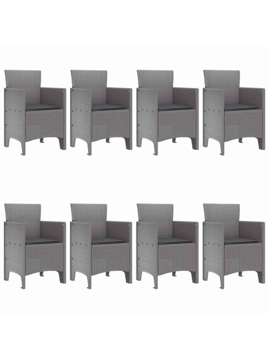 Dārza ēdamgalds 9 pcs gaiši pelēks polt rattan
