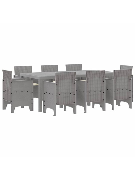Dārza ēdamgalds 9 pcs gaiši pelēks polt rattan