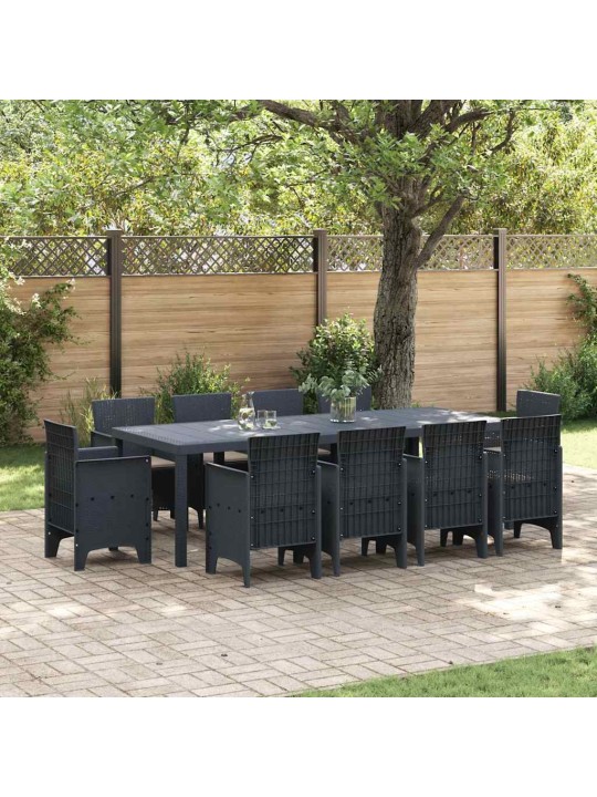 Dārza ēdamgalds 11 pcs antracīts polt rattan