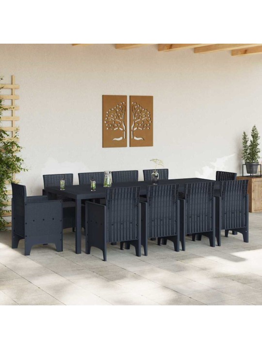 Dārza ēdamgalds 11 pcs antracīts polt rattan