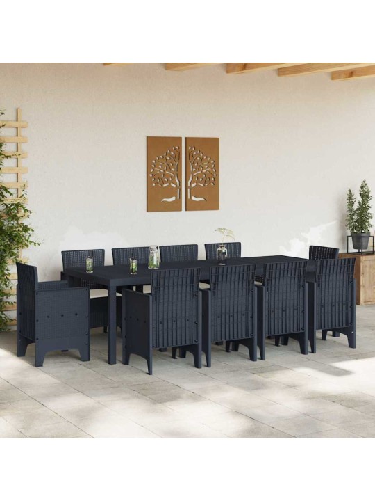 Dārza ēdamgalds 11 pcs antracīts polt rattan
