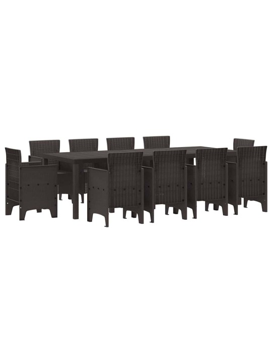 Dārza ēdamgalds 11 pcs brūna polt rattan