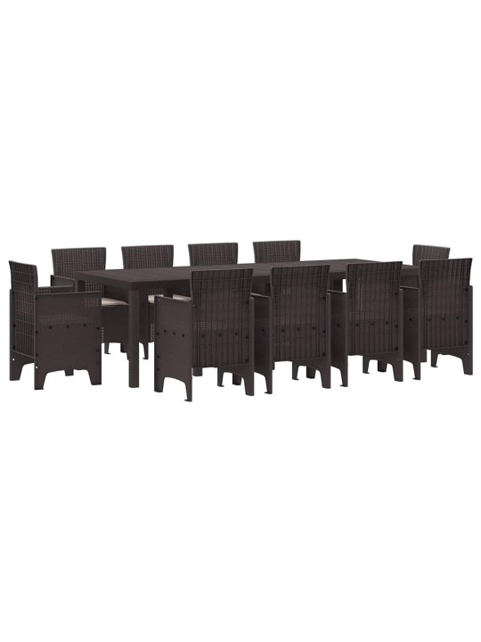 Dārza ēdamgalds 11 pcs brūna polt rattan