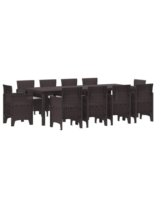 Dārza ēdamgalds 11 pcs brūna polt rattan