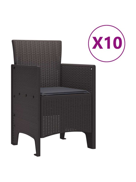 Dārza ēdamgalds 11 pcs brūna polt rattan