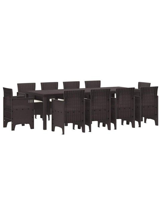 Dārza ēdamgalds 11 pcs brūna polt rattan