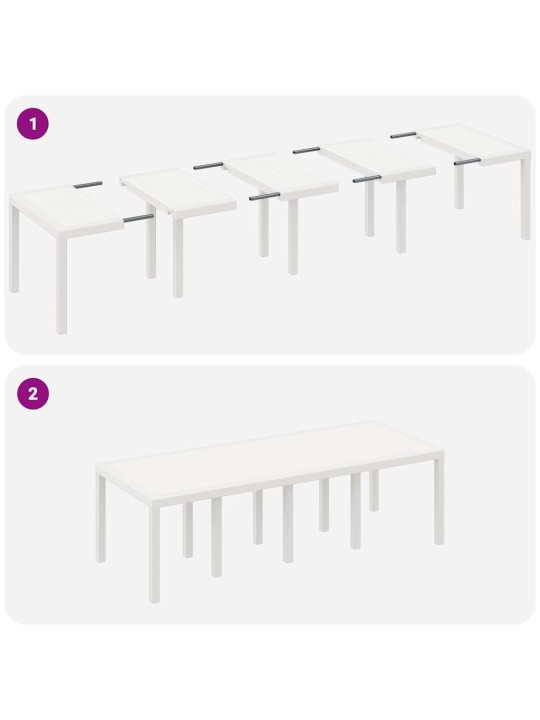 Dārza ēdamgalds 11 pcs balts polt rattan