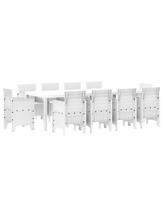 Dārza ēdamgalds 11 pcs balts polt rattan