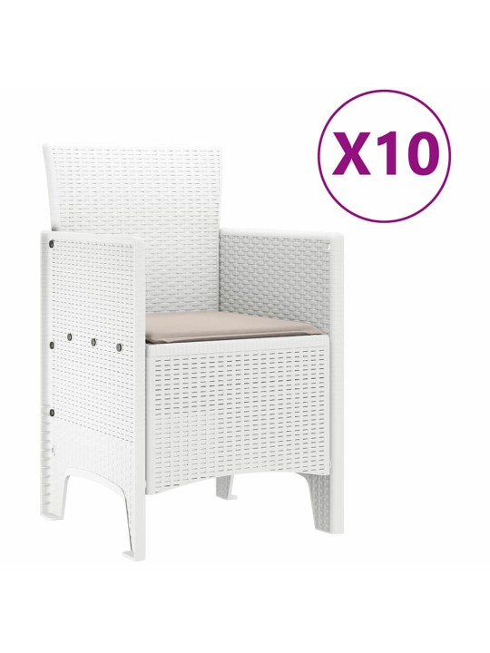 Dārza ēdamgalds 11 pcs balts polt rattan