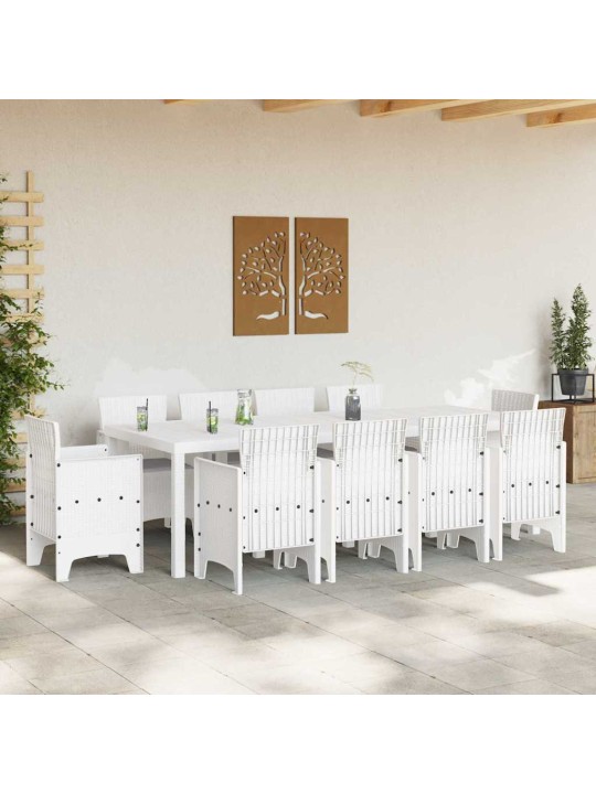 Dārza ēdamgalds 11 pcs balts polt rattan