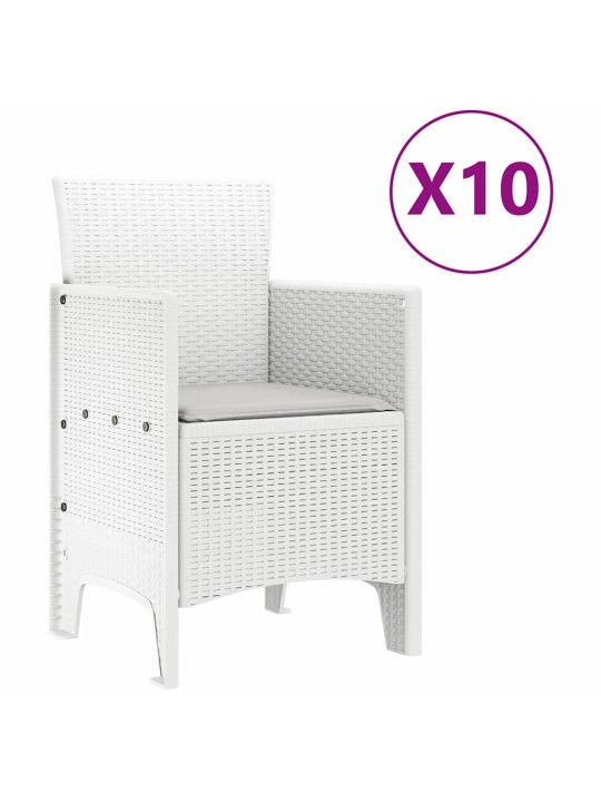 Dārza ēdamgalds 11 pcs balts polt rattan