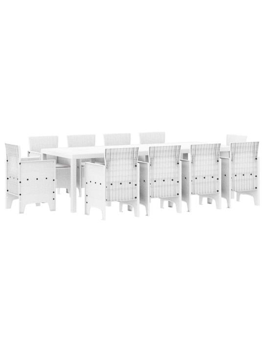 Dārza ēdamgalds 11 pcs balts polt rattan