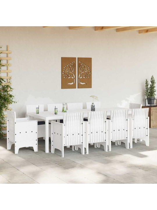 Dārza ēdamgalds 11 pcs balts polt rattan