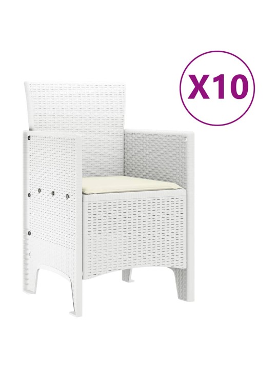 Dārza ēdamgalds 11 pcs balts polt rattan