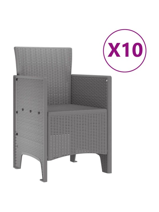 Dārza ēdamgalds 11 pcs gaiši pelēks polt rattan