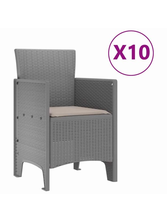 Dārza ēdamgalds 11 pcs gaiši pelēks polt rattan