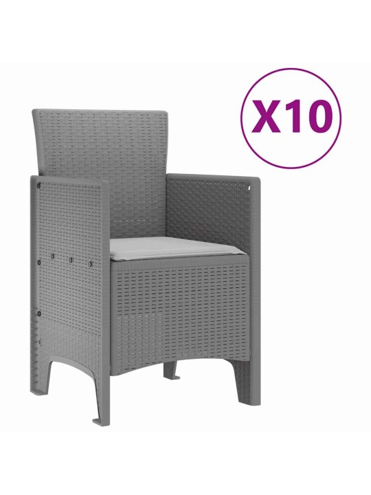 Dārza ēdamgalds 11 pcs gaiši pelēks polt rattan