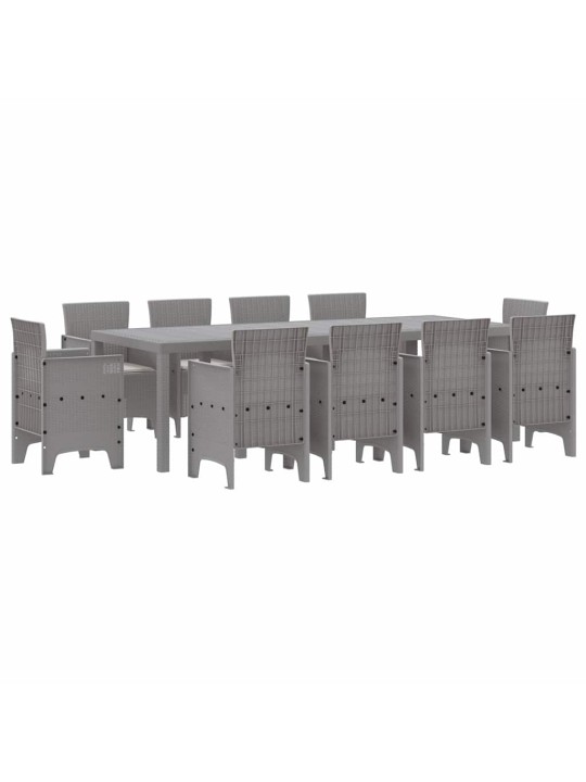 Dārza ēdamgalds 11 pcs gaiši pelēks polt rattan