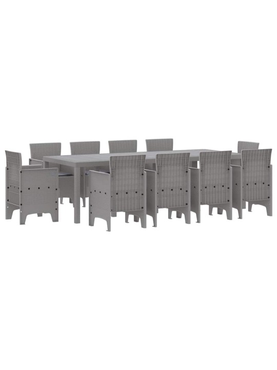 Dārza ēdamgalds 11 pcs gaiši pelēks polt rattan