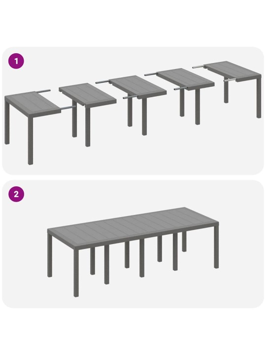 Dārza ēdamgalds 11 pcs gaiši pelēks polt rattan