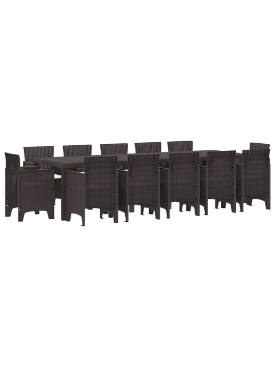 Dārza ēdamgalds ar spilvenu 13 pcs brūna rotangpalma