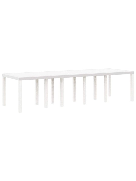 Dārza ēdamgalds 13 pcs balts poli rattan un kokvilna