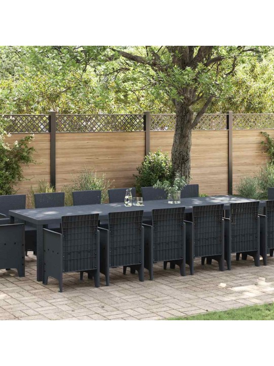 Dārza ēdamgalds 15 pcs antracīts polt rattan