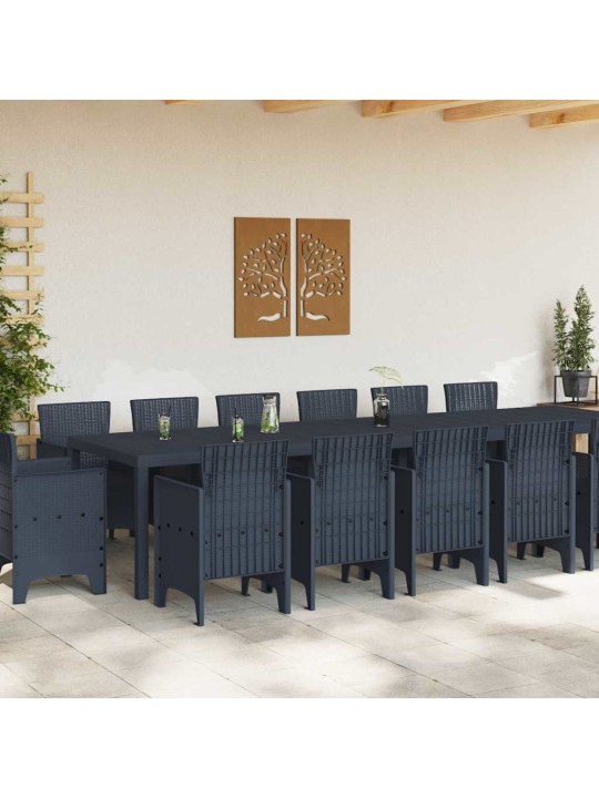 Dārza ēdamgalds 15 pcs antracīts polt rattan