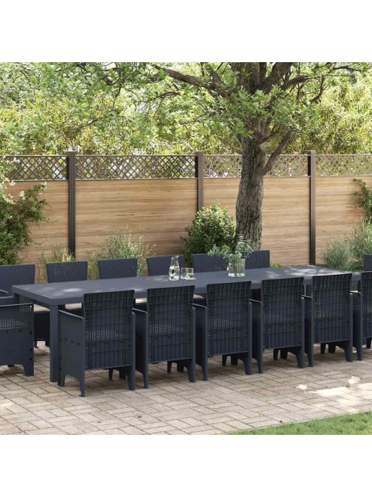 Dārza ēdamgalds 15 pcs antracīts polt rattan