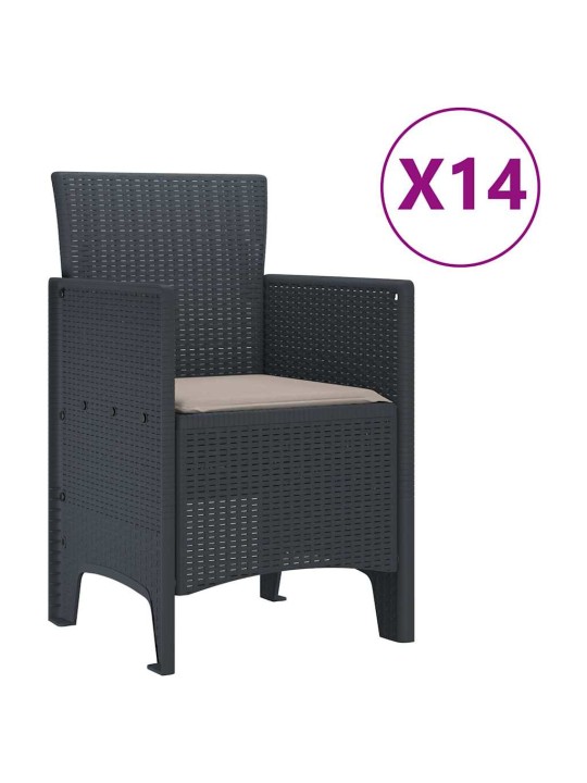 Dārza ēdamgalds 15 pcs antracīts polt rattan