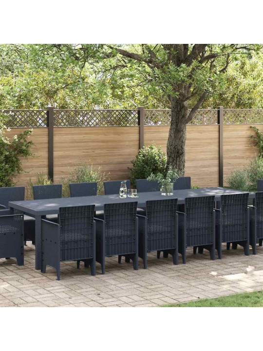 Dārza ēdamgalds 15 pcs antracīts polt rattan