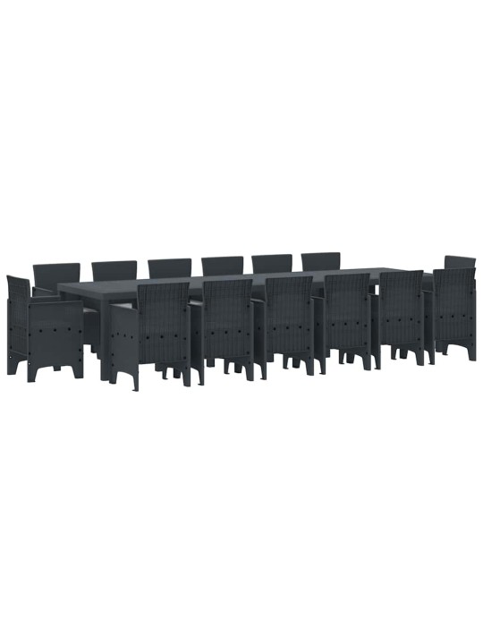 Dārza ēdamgalds 15 pcs antracīts polt rattan