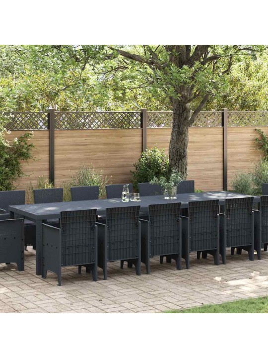 Dārza ēdamgalds 15 pcs antracīts polt rattan