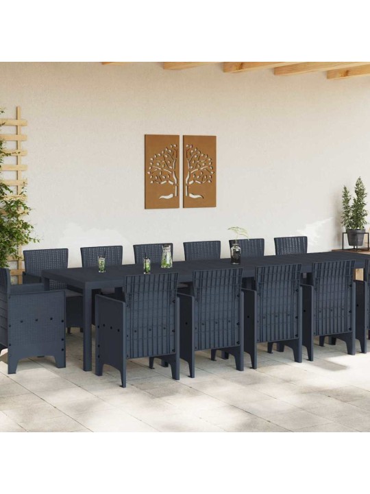 Dārza ēdamgalds 15 pcs antracīts polt rattan