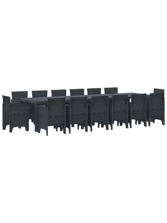 Dārza ēdamgalds 15 pcs antracīts polt rattan