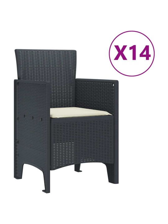 Dārza ēdamgalds 15 pcs antracīts polt rattan