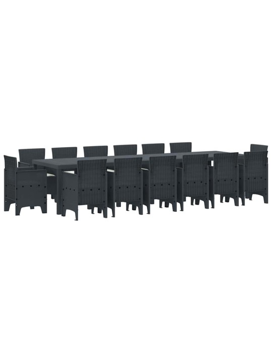 Dārza ēdamgalds 15 pcs antracīts polt rattan
