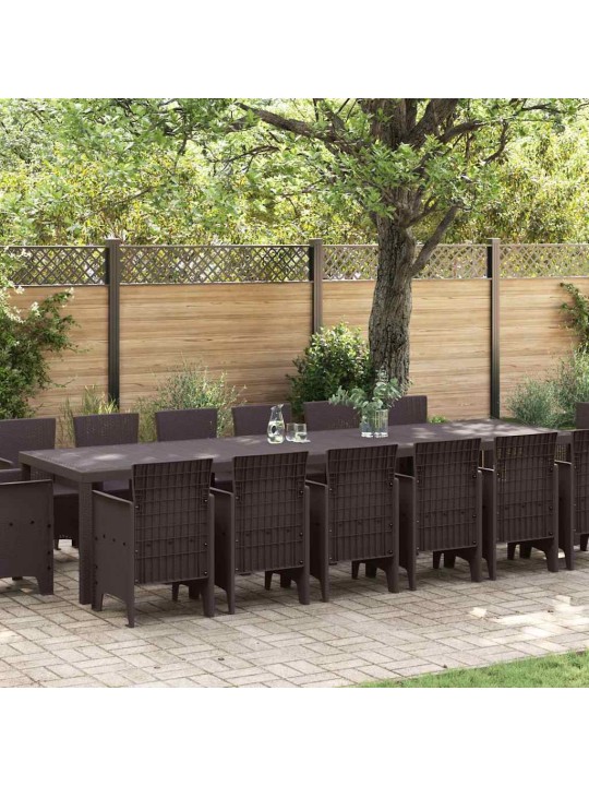 Dārza ēdamgalds 15 pcs brūna polt rattan