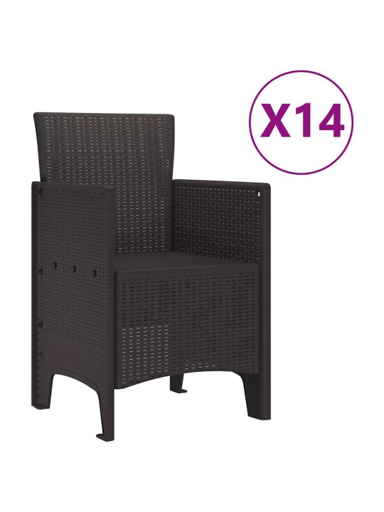 Dārza ēdamgalds 15 pcs brūna polt rattan