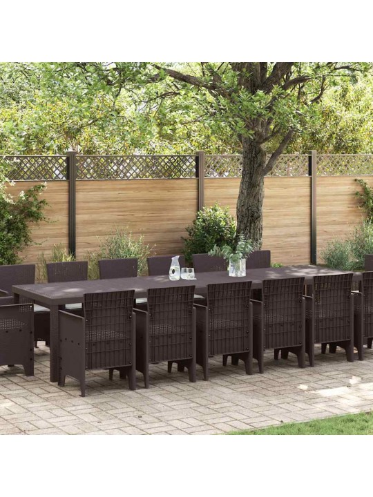 Dārza ēdamgalds 15 pcs brūna polt rattan