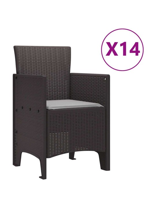 Dārza ēdamgalds 15 pcs brūna polt rattan