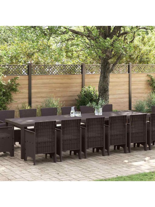 Dārza ēdamgalds 15 pcs brūna polt rattan