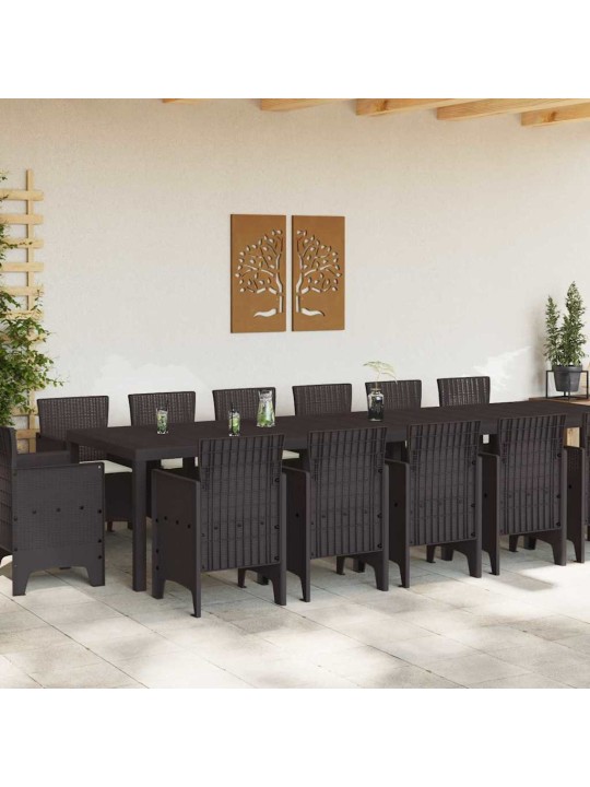 Dārza ēdamgalds 15 pcs brūna polt rattan