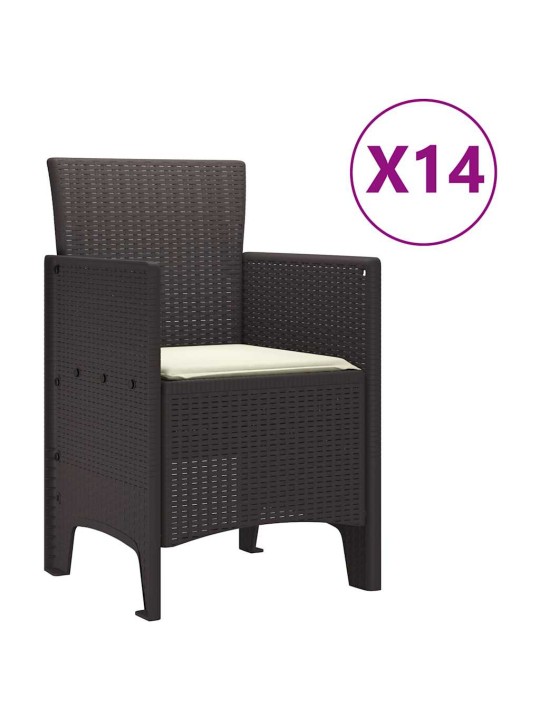 Dārza ēdamgalds 15 pcs brūna polt rattan