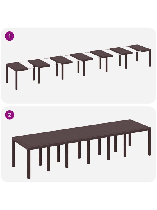 Dārza ēdamgalds 15 pcs brūna polt rattan