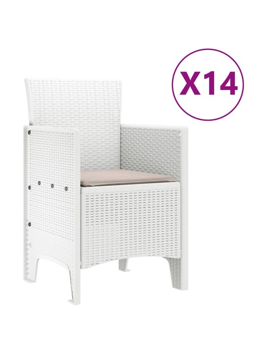 Dārza ēdamgalds 15 pcs balts polt rattan