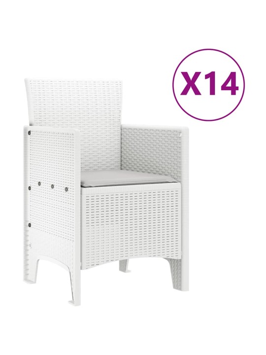 Dārza ēdamgalds 15 pcs balts polt rattan