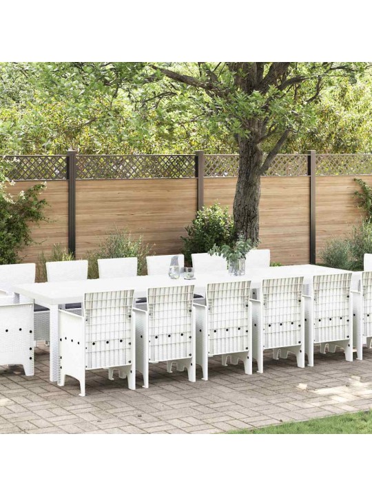 Dārza ēdamgalds 15 pcs balts polt rattan