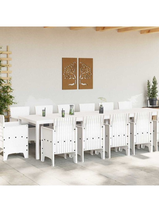 Dārza ēdamgalds 15 pcs balts polt rattan